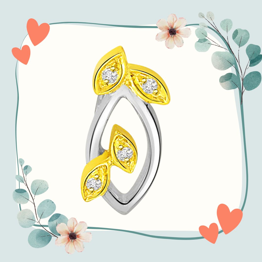 Glinting Grandeur 0.08cts Real Diamond Two Tone Pendant (P457)