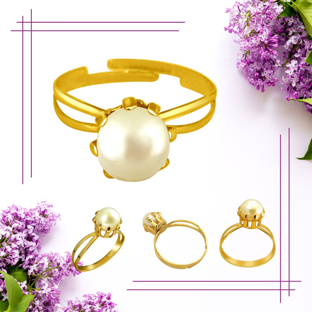 Simple White Real Pearl adjustable Ring (Ring58)