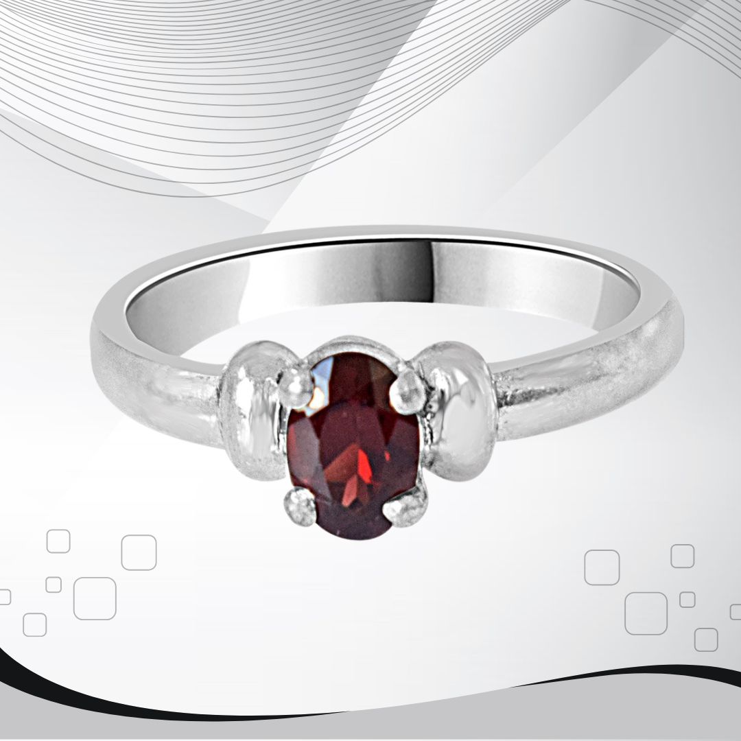 Oval Garnet Silver Ring - Navratna+Gemstone (SDS119)