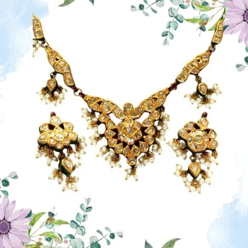 Peacock Design Meenakari Jadtar Diamond set (DN22)