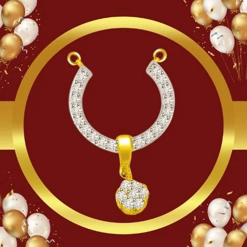 Dangling Flower Shape Diamond & Gold Pendant (DN225)