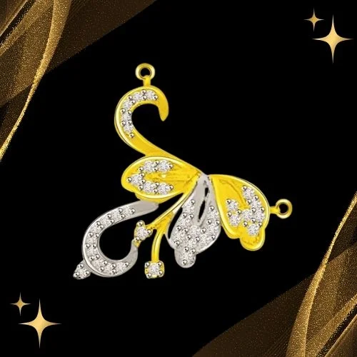Spiral & Curve Two Tone Diamond Pendant Of Love (DN246)