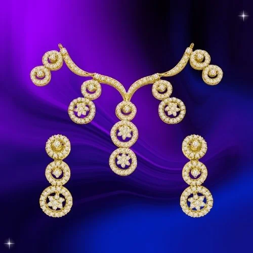 Raining Star Drops 3.48cts Classy Diamond Necklace Set (DS4)