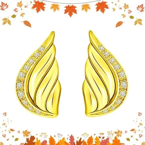 Flower Line Shell Shape Diamond Earrings (ER139)