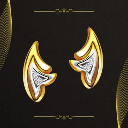 Golden Desire Two Tone Solitaire Diamond Earring (ER151)