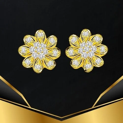 Flower Blossom 0.30 cts Flower Shape Diamond Earring in 18kt Gold (ER155)