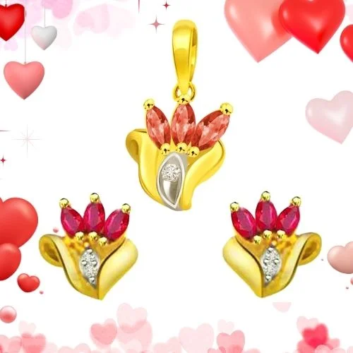 Diamond & Marquise Ruby Set (ER227+P486)