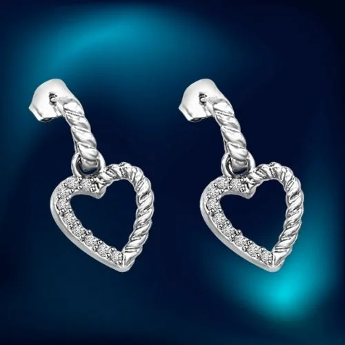 Shining Swan 0.36cts Serrated Gold & Diamond 14kt White Earrings Pair For Her (ER440)