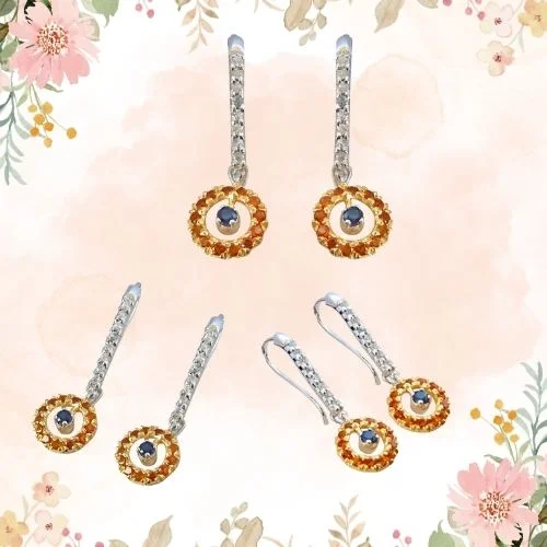 Unlock Her Heart: The GSR25 Blue Sapphire, Citrin & White Topaz Earrings