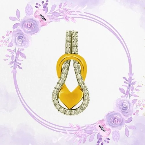 You & Me Entwined Together Two Tone Real Diamond Heart Pendant (P1018)
