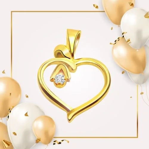 Wild Flower Heart Shaped Real Diamond Pendant (P128)