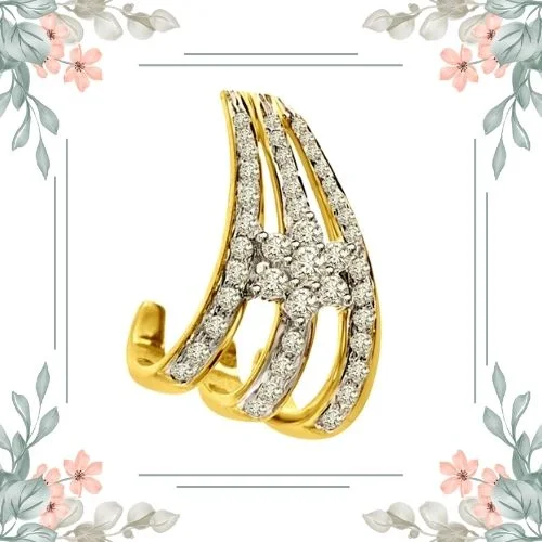 Shinning Flower 0.43cts 3 Row With A Real Diamond Flower 18kt Yellow Gold Pendant (P1350)