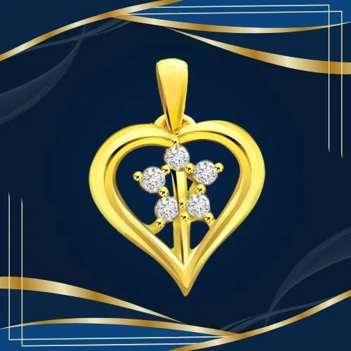 Heartistic Romance Flower Shape Real Diamond In Heart Pendant (P269)