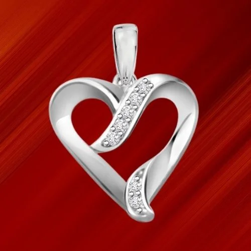 Heartbeat 0.07cts Real Diamond White Gold Pendant (P467)