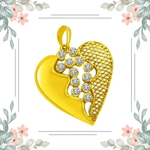 Two Heart's Merge Exquisite Designed Gold & Real Diamond Pendant for Her (P904)