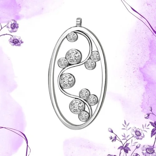 0.15 TCW Oval Sahped Real Diamond Pendant in 14kt White Gold (P926)