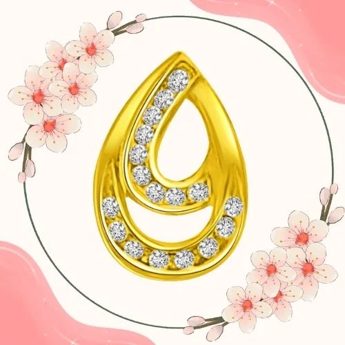 0.17 TCW Real Diamond Drop Shaped Pendant in 18kt Yellow Gold (P935)
