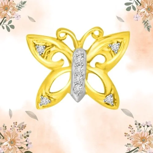 0.08cts Real Diamond Butterfly Pendant for My Beloved (P969)