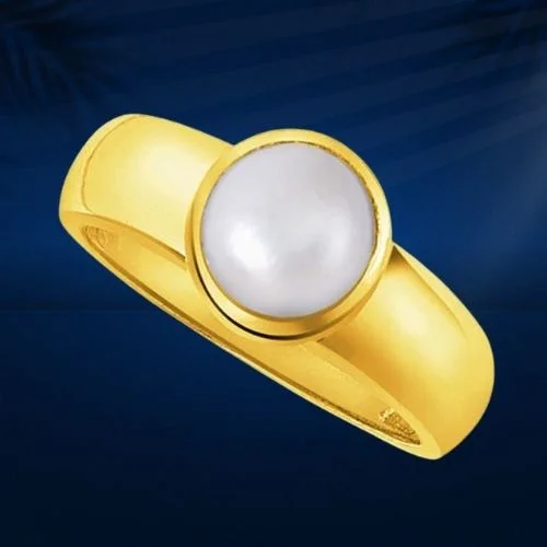 Real Button Pearl 18kt Gold Astrological Ring (PR)
