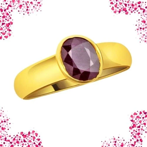 Real Red Ruby & 18K Gold Astrological Ring (RBR)