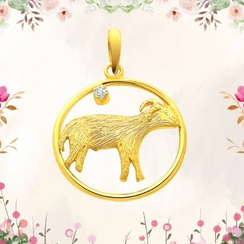 Astounding Aries - Zodiac Real Diamond & 18K Gold Pendant (S317)
