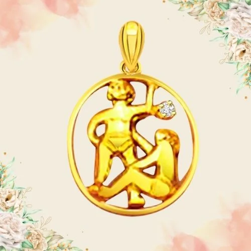 Gemini Real Diamond & 18K Gold Pendant (S319)