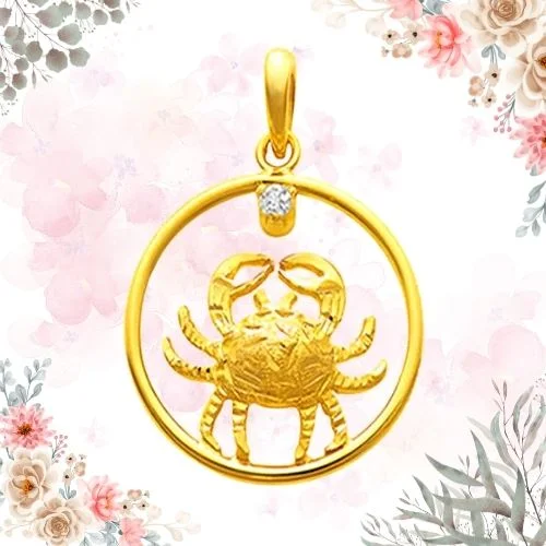 Cancer - Real Diamond & 18K Gold Pendant (S320)