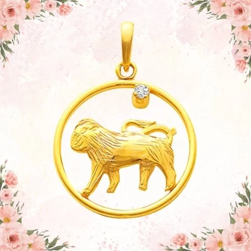 Leo - Real Diamond & 18K Gold Pendant (S321)