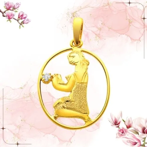Virgo Zodiac - Diamond & 18K Gold Pendant (S322)