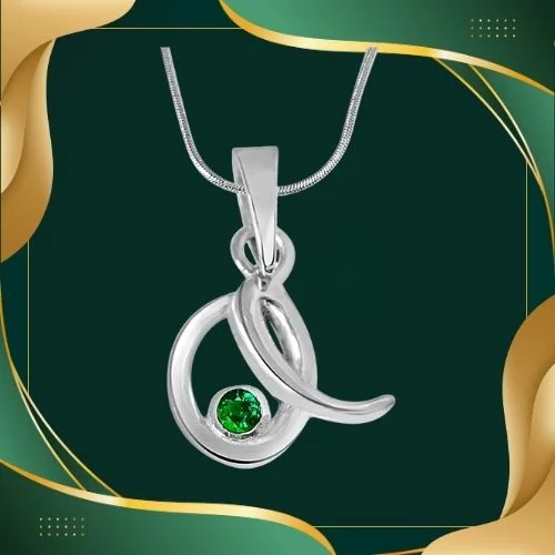 Emerald Twist - Real Emerald & 925 Sterling Silver Pendant with 18 IN Chain (SDP230)