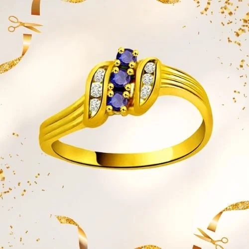 Masculine Charm - Real Diamond & Blue Sapphire Ring (SDR1131)