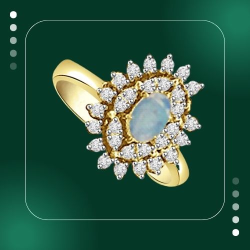1.30cts Real Diamond & Opal Stone Ring (SDR1484)