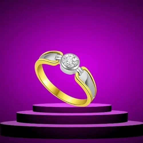 0.08cts Two Tone Real Diamond Solitaire 18K Engagement Ring (SDR1611)