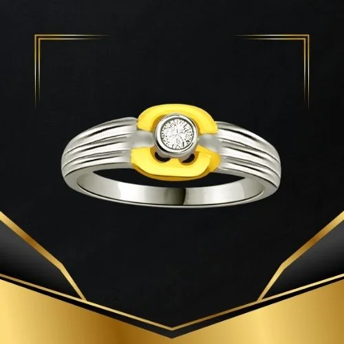 Solitaire Two-Tone Real Diamond Ring (SDR640)