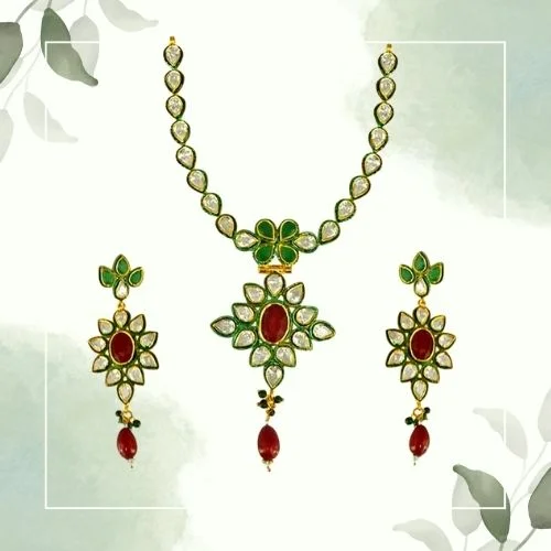 Floral Jodha Akbar Necklace Set (SJK141)