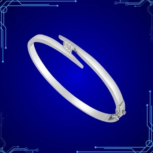 0.09 cts Real Diamond & Rhodium Plated 925 Sterling Silver Bracelet For Your Love (SLBR8)