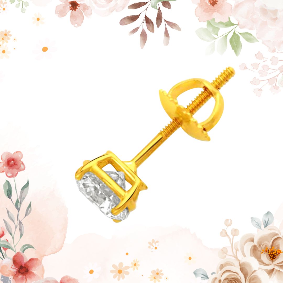Single Diamond Stud in 18Kt Yellow Gold