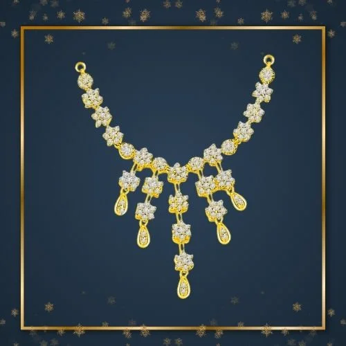 Multi Flower Diamond & Gold Wedding Necklace Pendant (DN190)