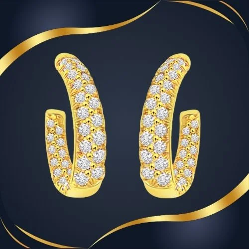 Charmer Real Diamond & 18K Gold Hoop Earrings (ER14)