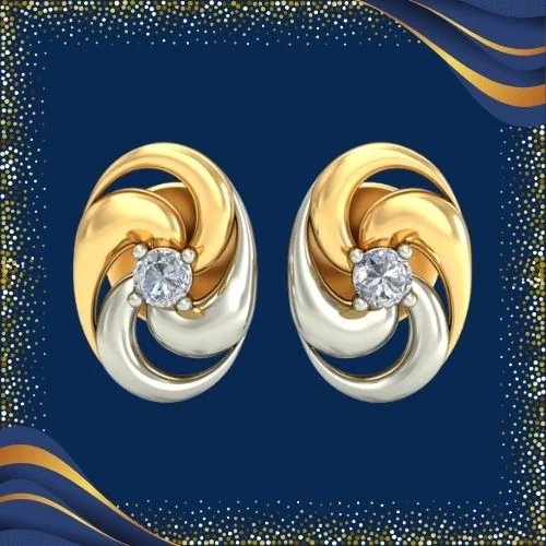 Blossom - Real Diamond Two Tone Solitaire Earring (ER183)