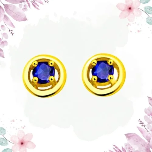 Ocean Star Classic Round Sapphire Gold Earrings (ER283)