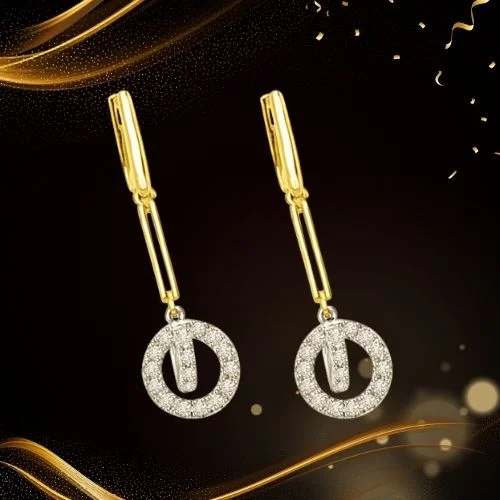 Dangling Rounds Long & Hanging Diamond Earring Pair For Her (ER436)