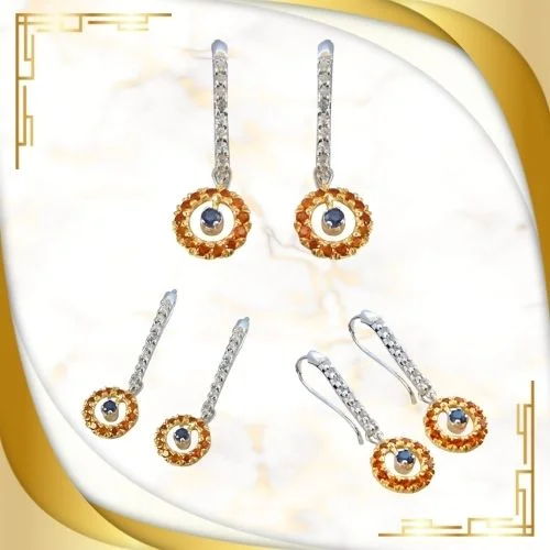Unlock Her Heart: The GSR25 Blue Sapphire, Citrin & White Topaz Earrings