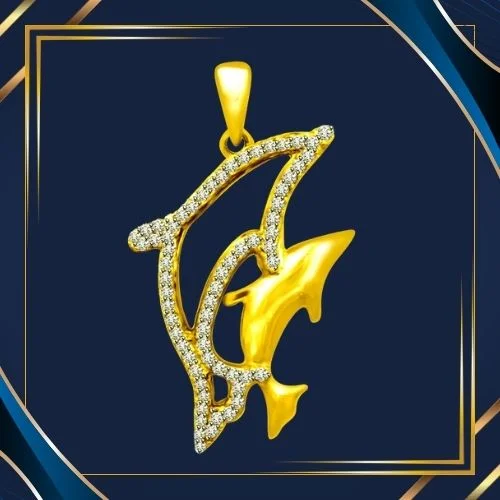 Charming Dolphin - Real Diamond Pendant (P1217)