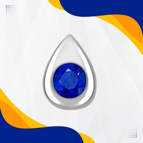 Real Diamond & Blue Sapphire White Gold Pendant (P1257)