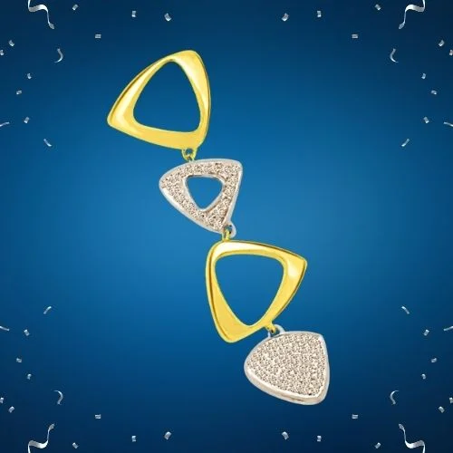 Two Tone Pendant of Triangles encrusted with Real Diamond (P760)