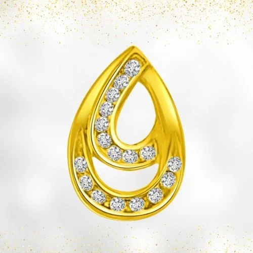 0.17 TCW Real Diamond Drop Shaped Pendant in 18kt Yellow Gold (P935)