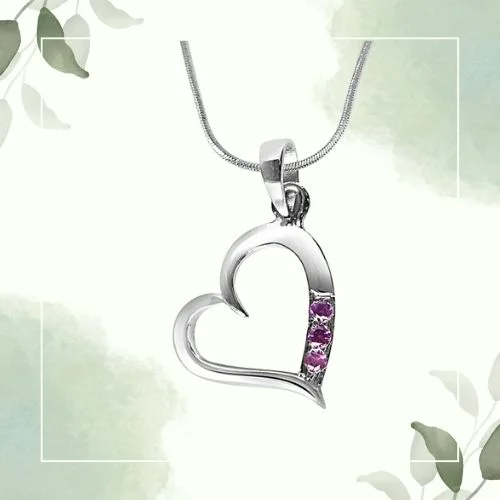 Simple Way to My Heart Rhodolite and Sterling Silver Pendant with 18 IN Chain (SDP278)