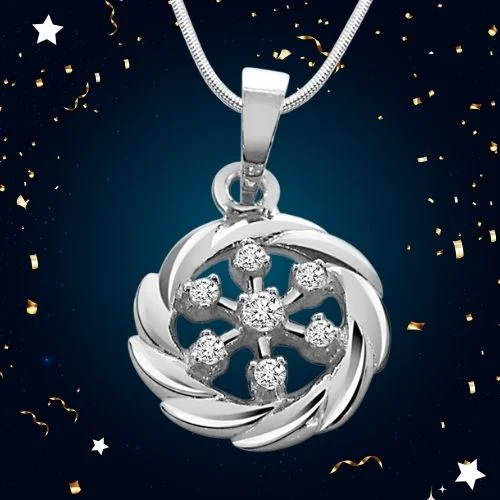 Royal Twist - Real Diamond & Sterling Silver Pendant with 18 IN Chain (SDP35)