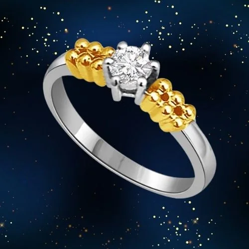 Two Tone Real Diamond 1.00cts Solitaire Ring (SDR389)